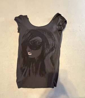 Julia Women's Black Graphic Tee with Bow Back Detail